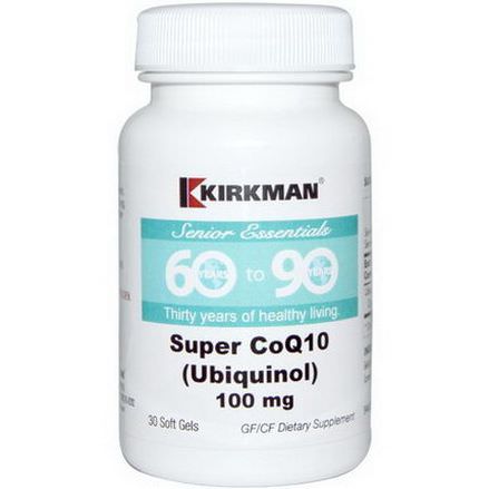 Kirkman Labs, Senior Essentials 60 to 90 Years, Super CoQ10, 100mg, 30 Soft Gels