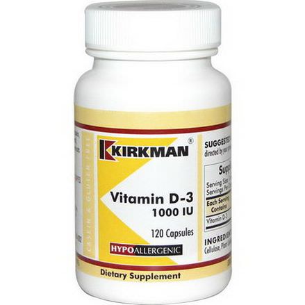 Kirkman Labs, Vitamin D-3, 1000 IU, 120 Capsules