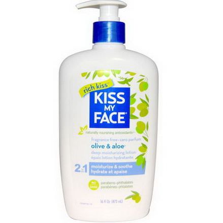 Kiss My Face, Olive&Aloe 2 in 1 Deep Moisturizing Lotion, Fragrance Free 473ml