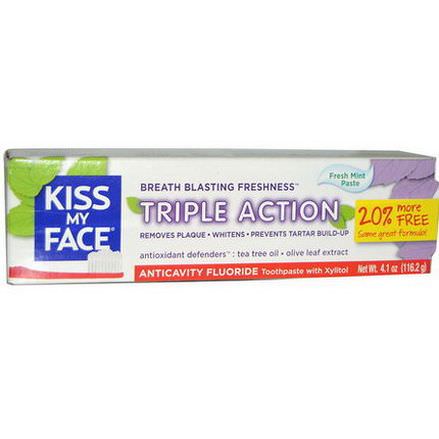 Kiss My Face, Triple Action, Anticavity Fluoride Toothpaste, Fresh Mint Paste 116.2g