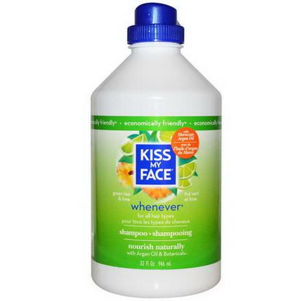 Kiss My Face, Whenever Shampoo, All Hair Types, Green Tea&Lime 946ml