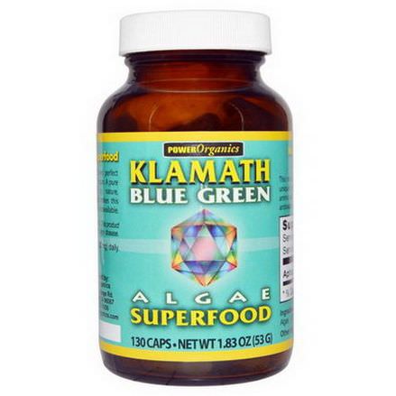 Klamath, Power Organics, Algae Superfood, Klamath Blue Green, 130 Capsules