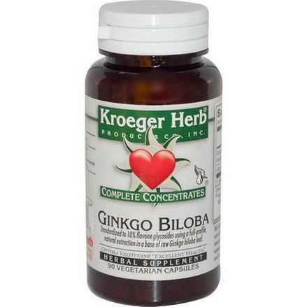 Kroeger Herb Co, Complete Concentrates, Ginkgo Biloba, 90 Veggie Caps