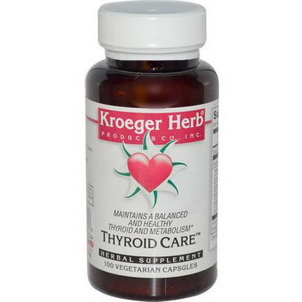 Kroeger Herb Co, Thyroid Care, 100 Veggie Caps