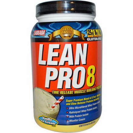 Labrada Nutrition, Lean Pro8, Time Release Muscle Building Protein, Vanilla Ice Cream Flavor 1,320g