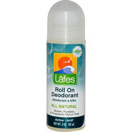 Lafe's Natural Body Care, Roll On Deodorant, Active 89ml