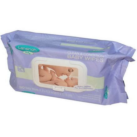 Lansinoh, Clean&Condition Baby Wipes, 80 Wipes 20 x 17.5 cm