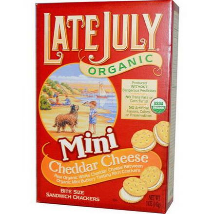 Late July, Organic Mini Bite Size Sandwich Crackers, Cheddar Cheese 142g