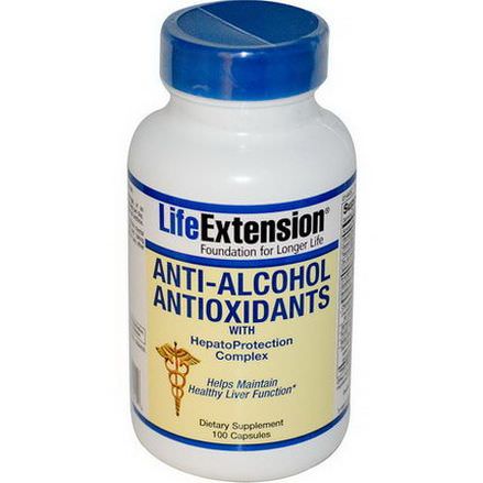 Life Extension, Anti-Alcohol Antioxidants, With HepatoProtection Complex, 100 Capsules