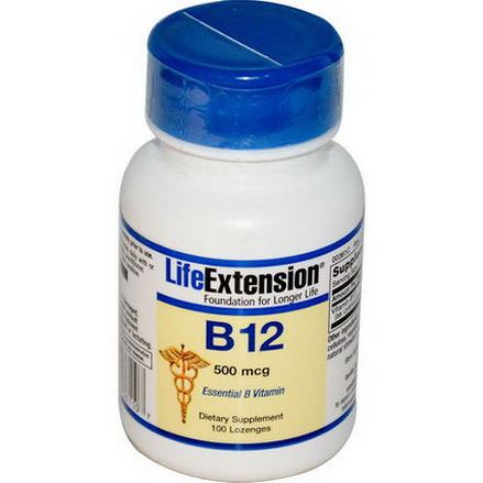 Life Extension, B-12, 500mcg, 100 Lozenges
