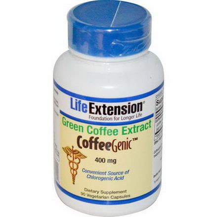 Life Extension, CoffeeGenic, Green Coffee Extract, 400mg, 90 Veggie Caps