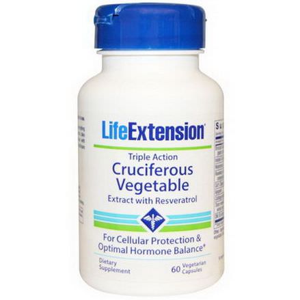 Life Extension, Cruciferous Vegetable, Triple Action, Extract with Resveratrol, 60 Veggie Caps