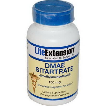 Life Extension, DMAE Bitartrate, 150mg, 200 Veggie Caps