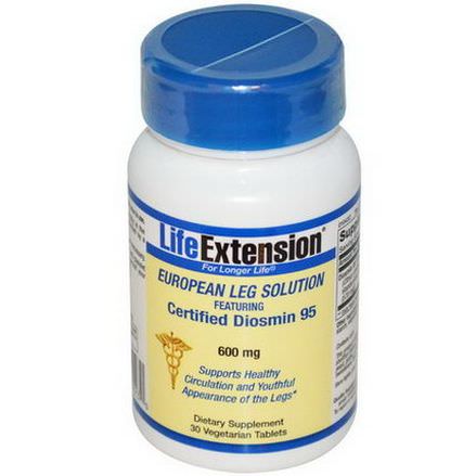 Life Extension, European Leg Solution, Featuring Certified Diosmin 95, 600mg, 30 Veggie Tabs
