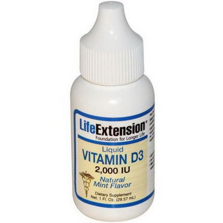 Life Extension, Liquid Vitamin D3, Natural Mint Flavor, 2,000 IU 29.57ml