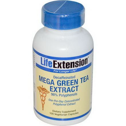 Life Extension, Mega Green Tea Extract, Decaffeinated, 100 Veggie Caps