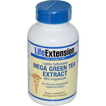 Life Extension, Mega Green Tea Extract, Lightly Caffeinated, 100 Veggie Caps