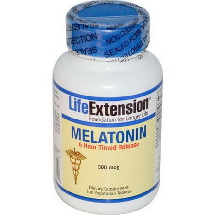 Life Extension, Melatonin, 6 Hour Timed Release, 300mcg, 100 Veggie Tabs