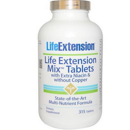 Life Extension, Mix Tablets with Extra Niacin and without Copper, 315 Tablets