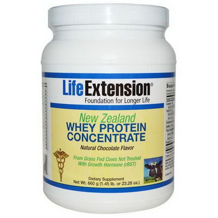Life Extension, New Zealand Whey Protein Concentrate, Natural Chocolate Flavor 660g