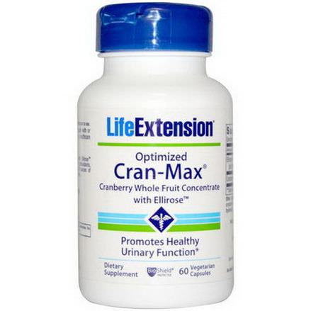 Life Extension, Optimized Cran-Max, Cranberry Whole Fruit Concentrate with Ellirose, 60 Veggie Caps