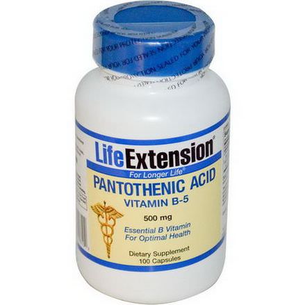 Life Extension, Pantothenic Acid Vitamin B-5, 500mg, 100 Capsules