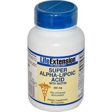 Life Extension, Super Alpha-Lipoic Acid, With Biotin, 250mg, 60 Capsules