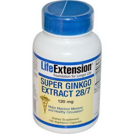 Life Extension, Super Ginkgo Extract 28/7, 120mg, 100 Veggie Caps