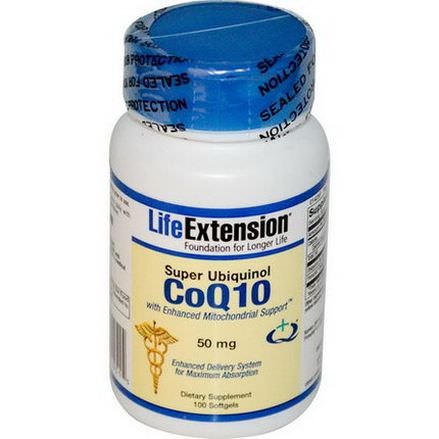 Life Extension, Super Ubiquinol CoQ10 with Enhanced Mitochondrial Support, 50mg, 100 Softgels