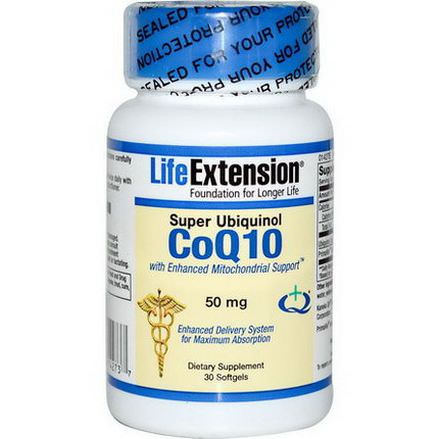 Life Extension, Super Ubiquinol CoQ10 with Enhanced Mitochondrial Support, 50mg, 30 Softgels