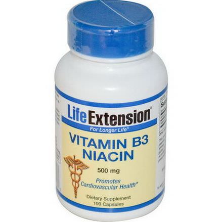 Life Extension, Vitamin B3 Niacin, 500mg, 100 Capsules