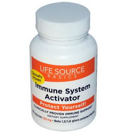 Life Source Basics WGP Beta Glucan, Immune System Activator, 125mg, 60 Capsules