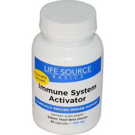 Life Source Basics WGP Beta Glucan, Immune System Activator, 500mg, 60 Capsules