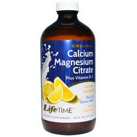 Life Time, Original Calcium Magnesium Citrate, Plus Vitamin D3, Lemon Custard 473ml