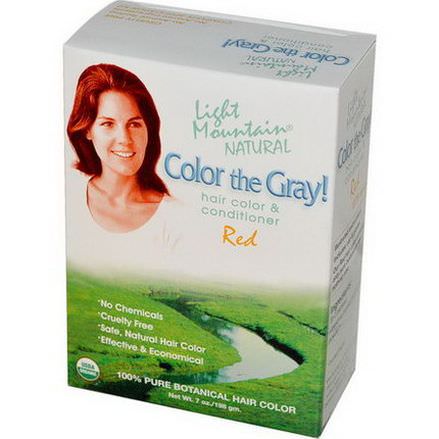 Light Mountain, Color The Gray! Natural Hair Color&Conditioner, Red 198g
