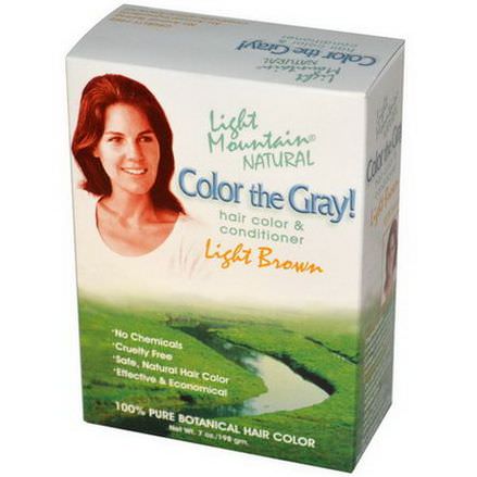 Light Mountain, Color the Gray, Natural Hair Color&Conditioner, Light Brown 197g