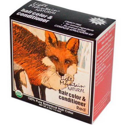 Light Mountain, Organic Natural Hair Color&Conditioner, Red 113g
