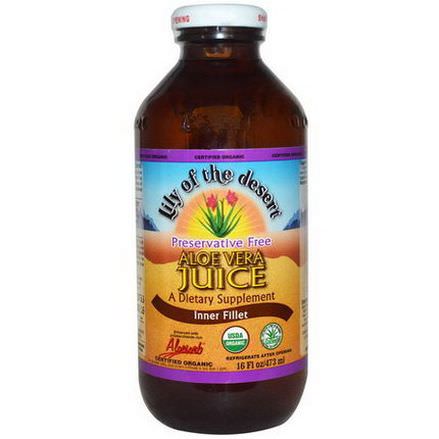Lily of the Desert, Organic, Aloe Vera Juice, Inner Fillet, Preservative Free 473ml