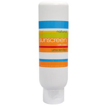Live Live&Organic, Natural Sunscreen with MSM, Unscented, SPF 30, 7 oz