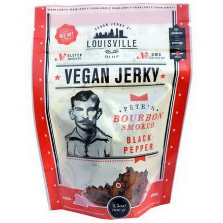 Louisville Vegan Jerky Co, Vegan Jerky, Pete's Bourbon Smoked, Black Pepper, Mild 70.87g