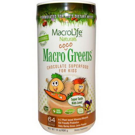 Macrolife Naturals, Macro Coco Greens, Chocolate SuperFood For Kids 404g