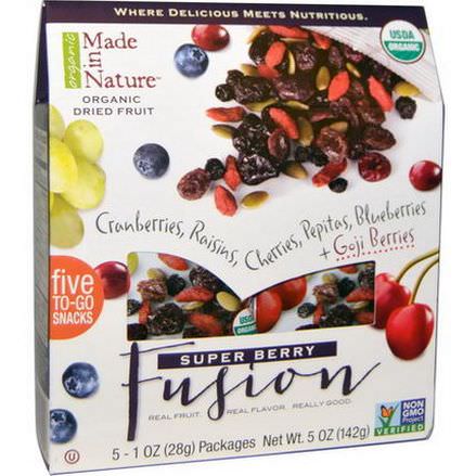 Made in Nature, Organic Dried Fruit, Super Berry Fusion, 5 Packages 28g Each