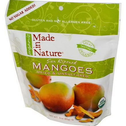 Made in Nature, Organic Mangos, Dried&Unsulfured 85g