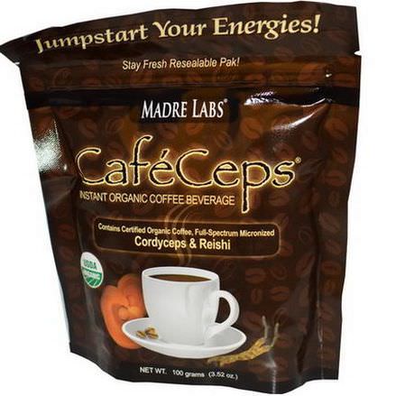 Madre Labs, CafeCeps, Instant Organic Coffee Beverage 100g