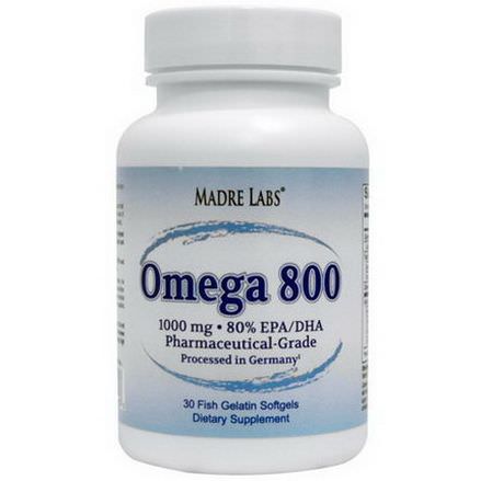 Madre Labs, Omega 800, 1000mg, 30 Fish Gelatin Softgels