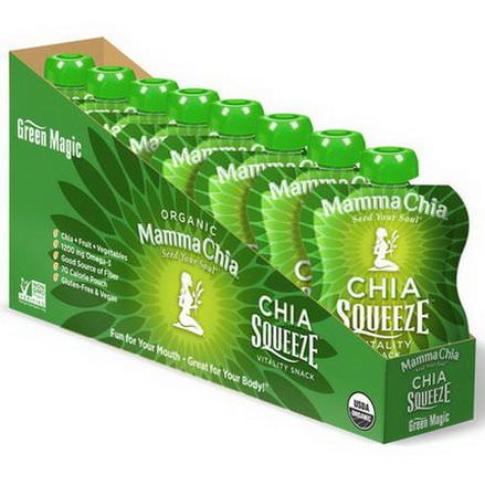 Mamma Chia, Chia Squeeze Vitality Snack, Green Magic, 8 Pouches 99g Each