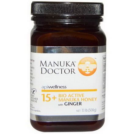Manuka Doctor, Apiwellness, Bio Active 15+ Manuka Honey with Ginger 500g