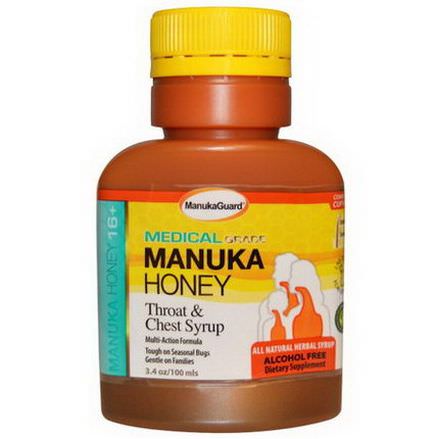 Manuka Guard, Manuka Honey 16+, Throat&Chest Syrup, Alcohol Free 100ml