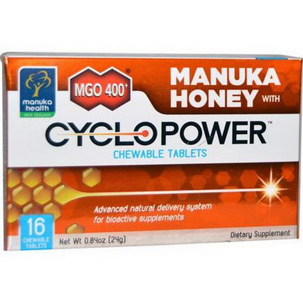 Manuka Health, MGO 400+, Manuka Honey with CycloPower, 16 Chewable Tablets