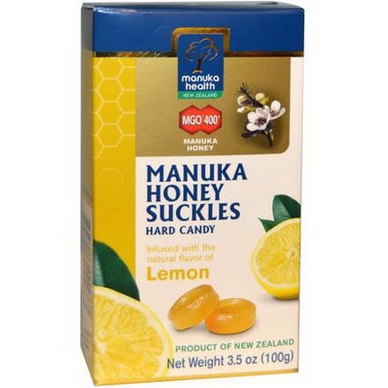 Manuka Health, Manuka Honey Suckles, MGO 400+, Hard Candy, Lemon 100g